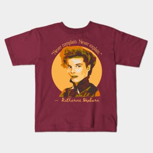 Katherine Hepburn Portrait and Quote Kids T-Shirt